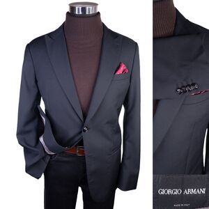 Giorgio Armani SOHO Sport Coat Jacket Blazer Sz 42L Wool Two Button Black Italy